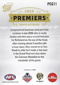 2020 Select Premiers Richmond Tigers #PCG11 David Astbury Back